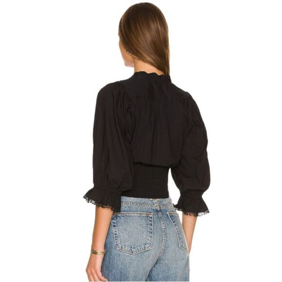 FREE PEOPLE Louella Embroidered Top in Black ~NWT~ - Picture 4 of 4